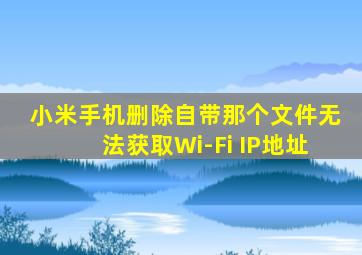 小米手机删除自带那个文件无法获取Wi-Fi IP地址